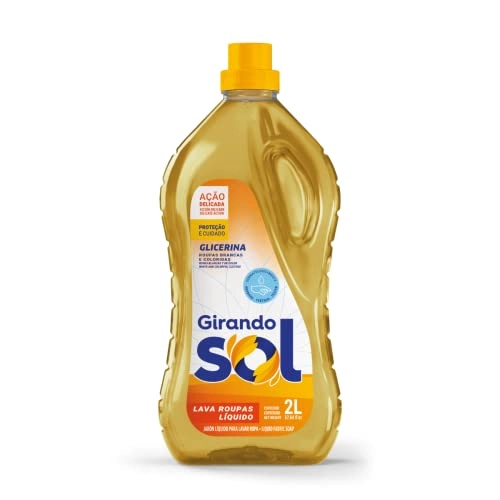 Lava Roupas Líquido Roupas Brancas E Coloridas Glicerina Girando Sol Frasco 2l