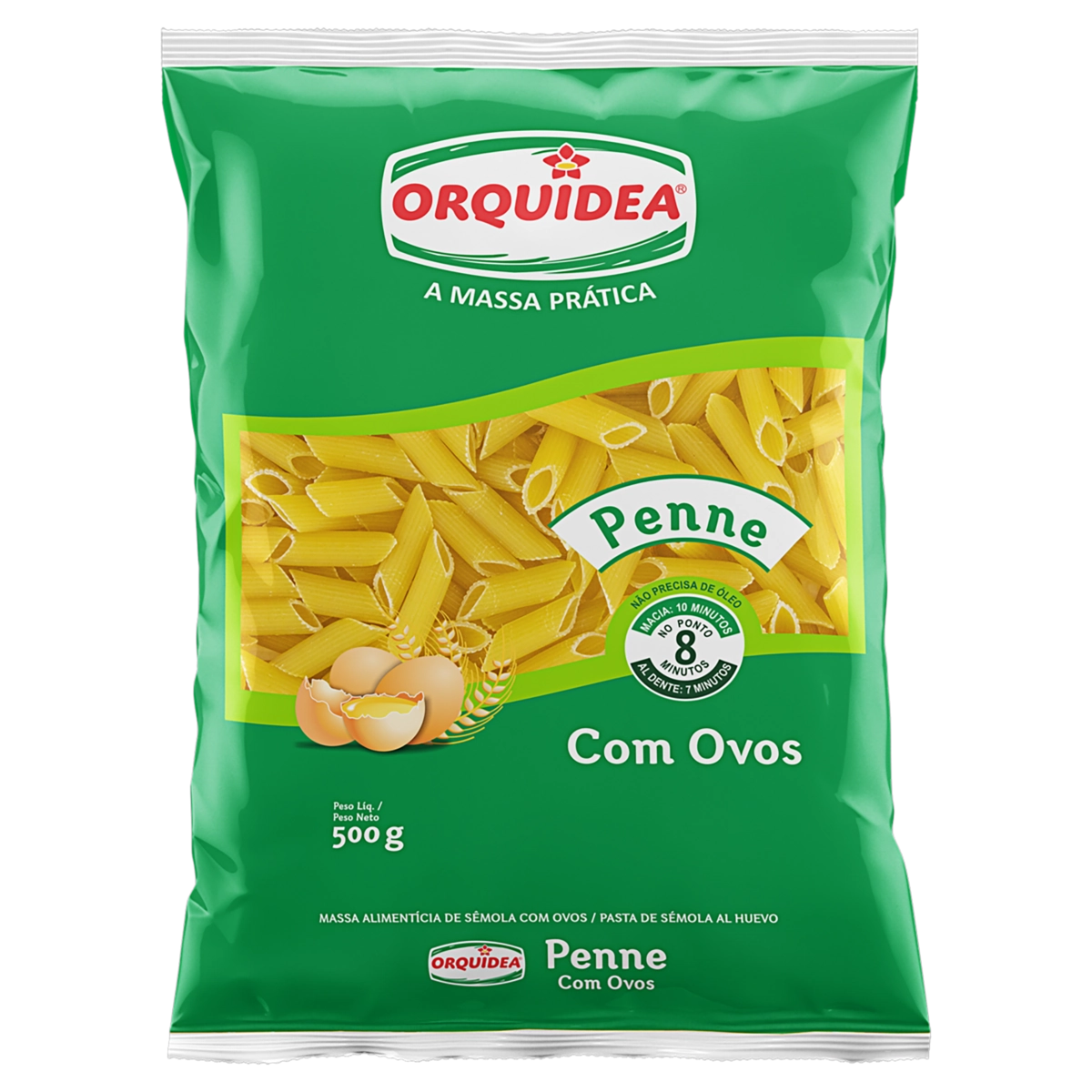 Macarrão De Sêmola Com Ovos Penne Orquídea Pacote 500g