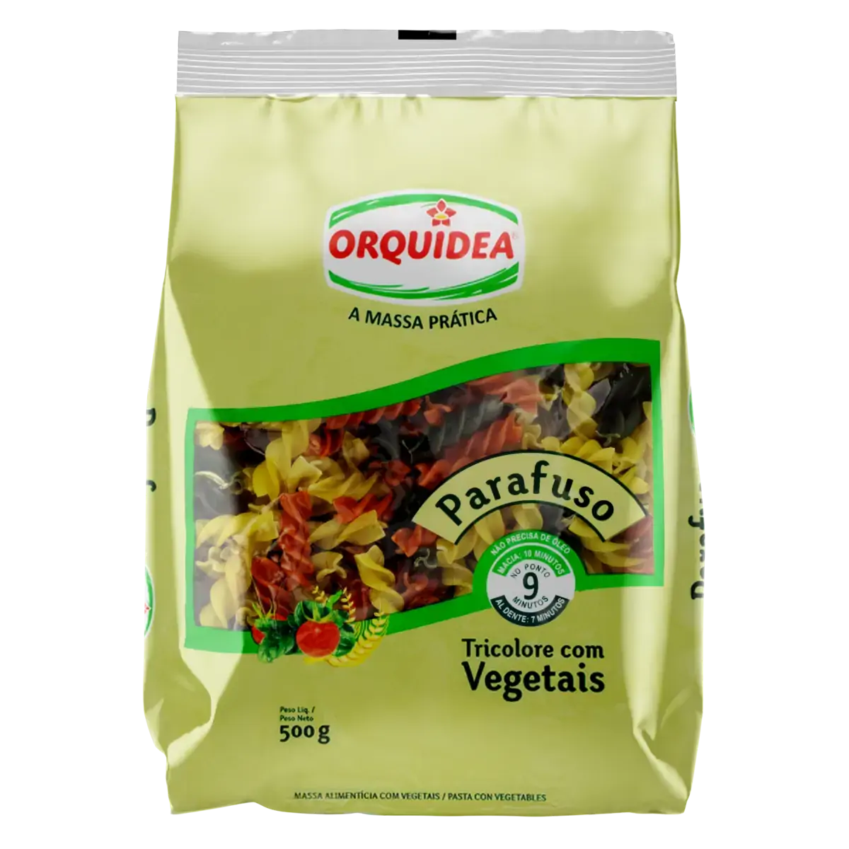 Macarrão Tricolore Com Vegetais Parafuso Orquídea Pacote 500g