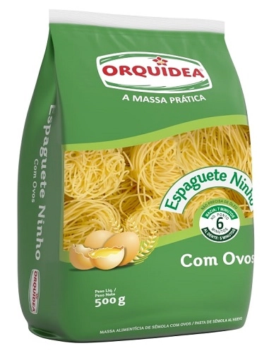 Macarrão De Sêmola Com Ovos Espaguete Ninho Orquídea Pacote 500g