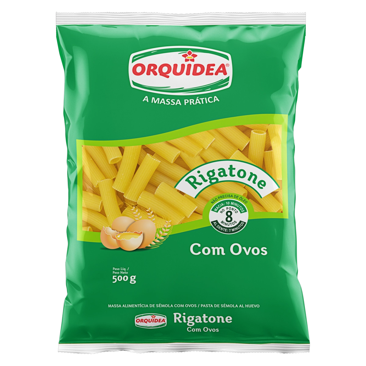 Macarrão De Sêmola Com Ovos Rigatone Orquídea Pacote 500g