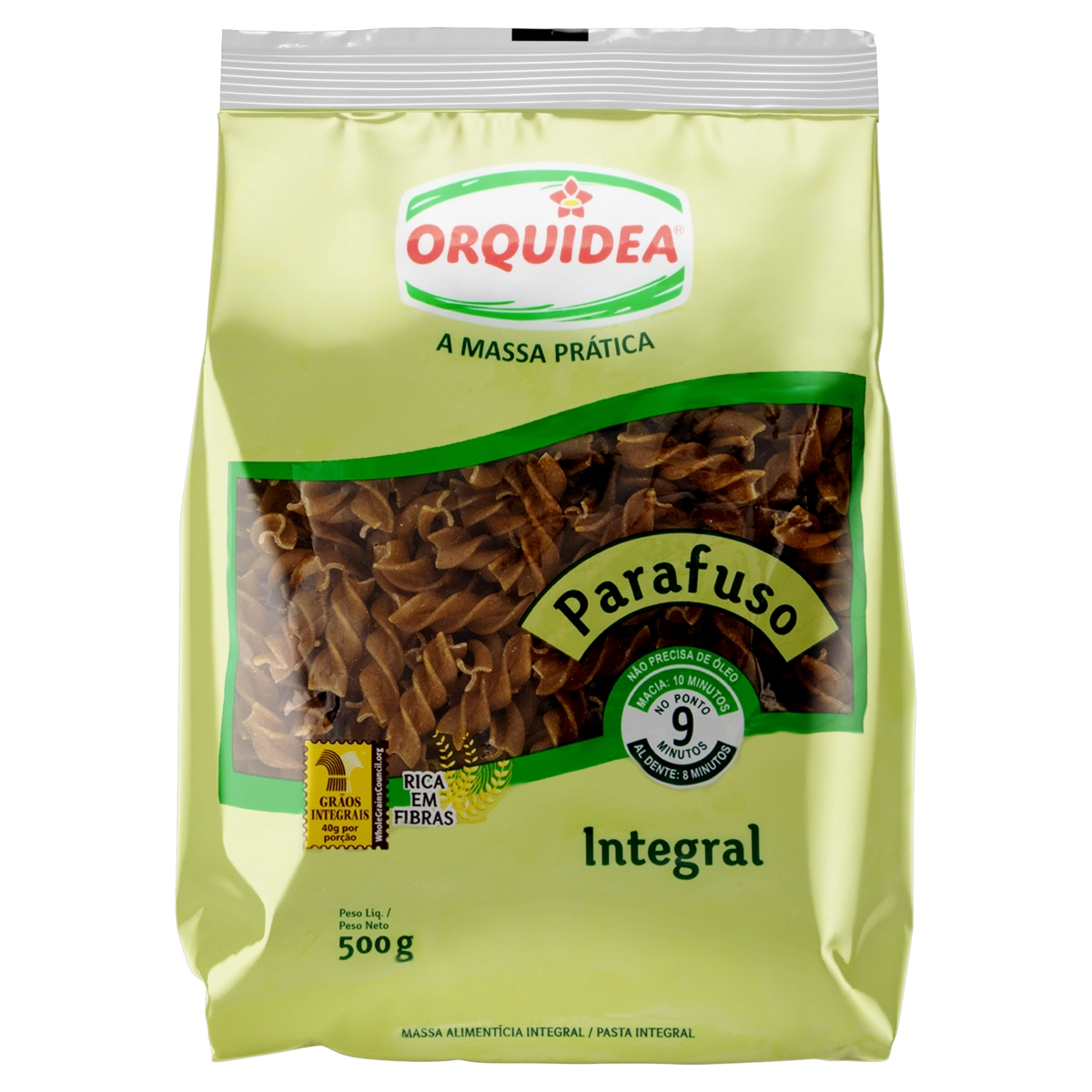 Macarrão Integral Parafuso Orquídea Pacote 500g