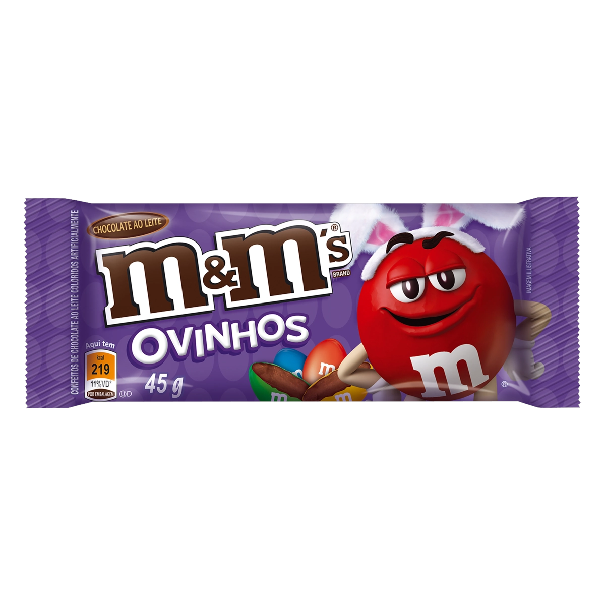 Confeito De Chocolate Ao Leite M Ms Ovinhos Pacote 45g