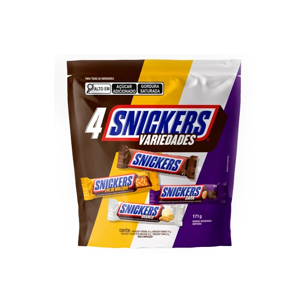 Chocolate Sortido Snickers Variedades Sachê 171g 4 Unidades