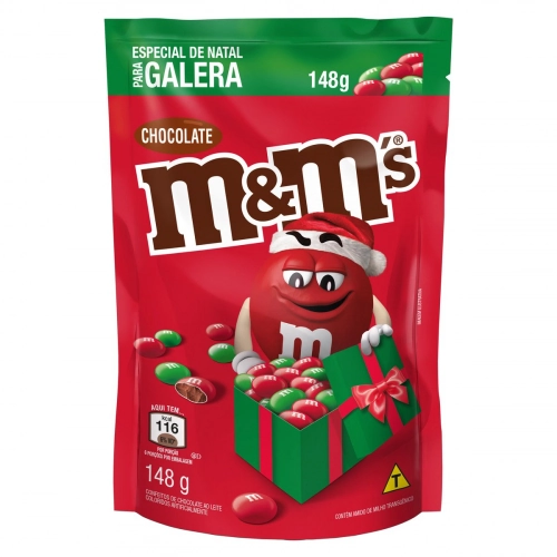 Confeito De Chocolate Ao Leite M Ms Sachê 148g Especial De Natal