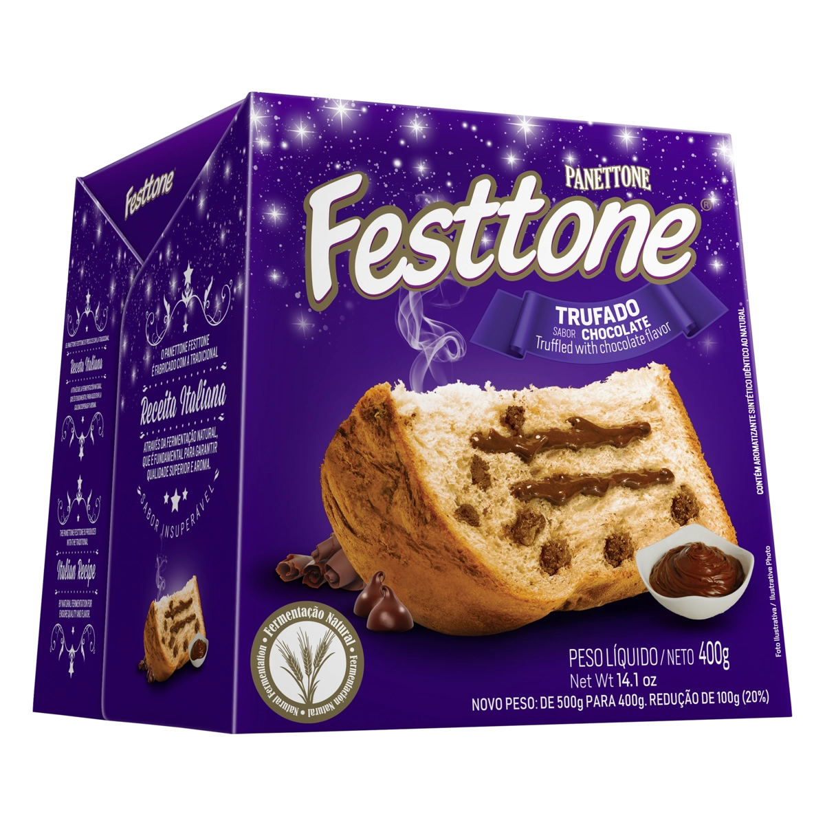 Panettone Trufado Chocolate Festtone Caixa 400g
