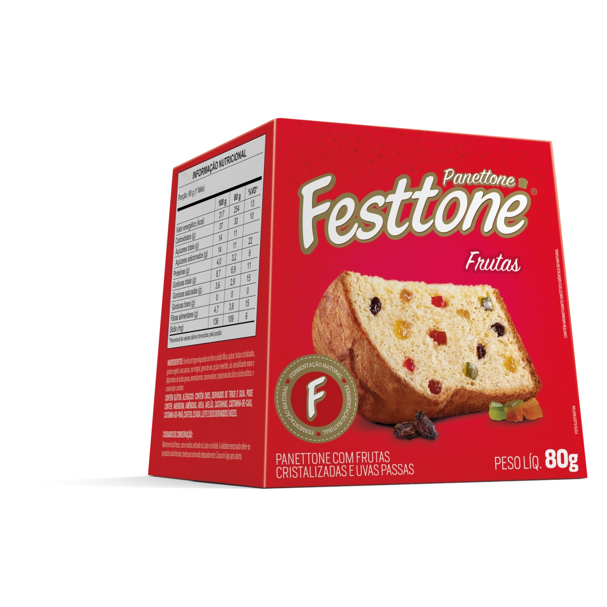 Panettone Com Frutas Festtone Caixa 80g