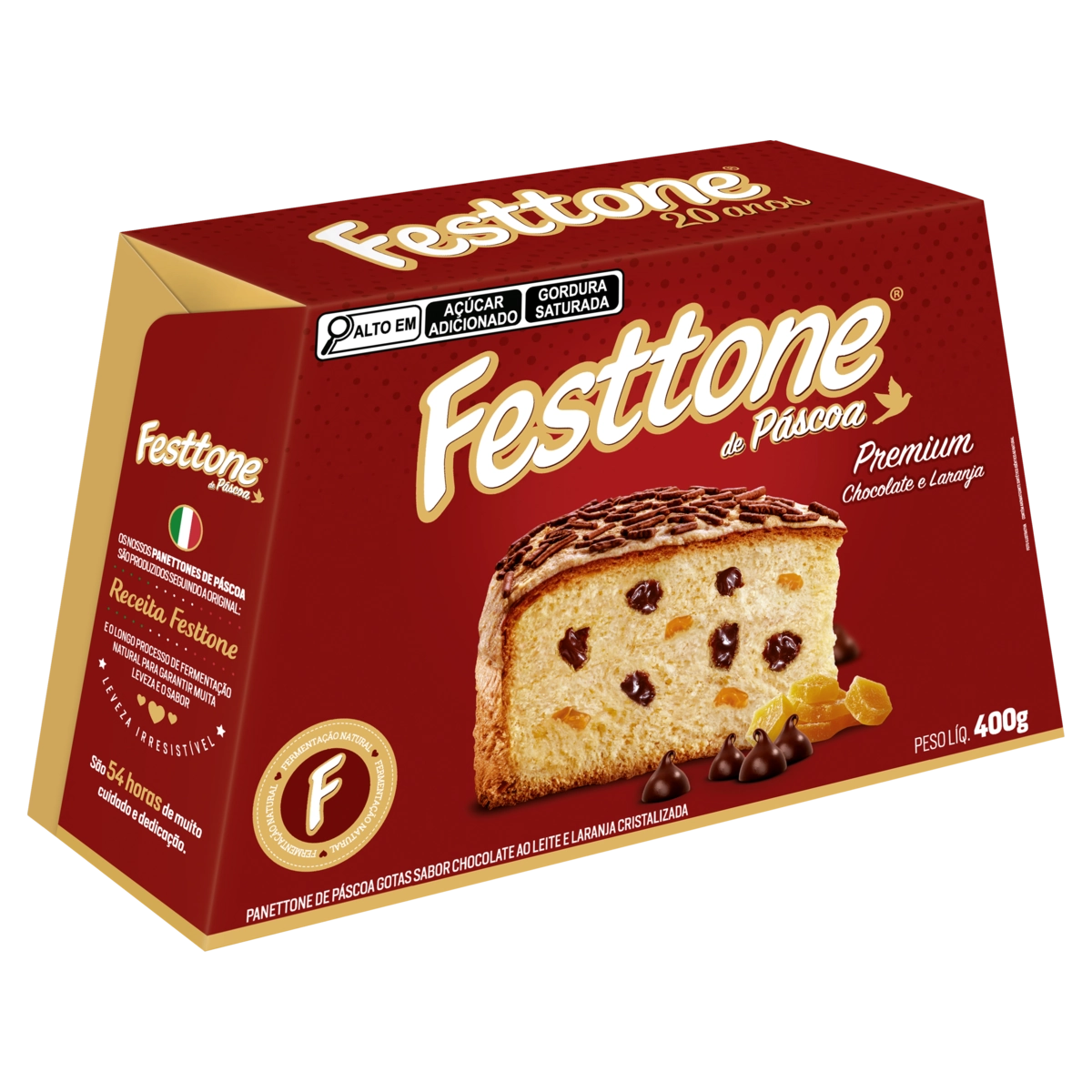 Panettone De Pascoa Festtone Premium Gotas Choc/laranja Cristalizada 400g