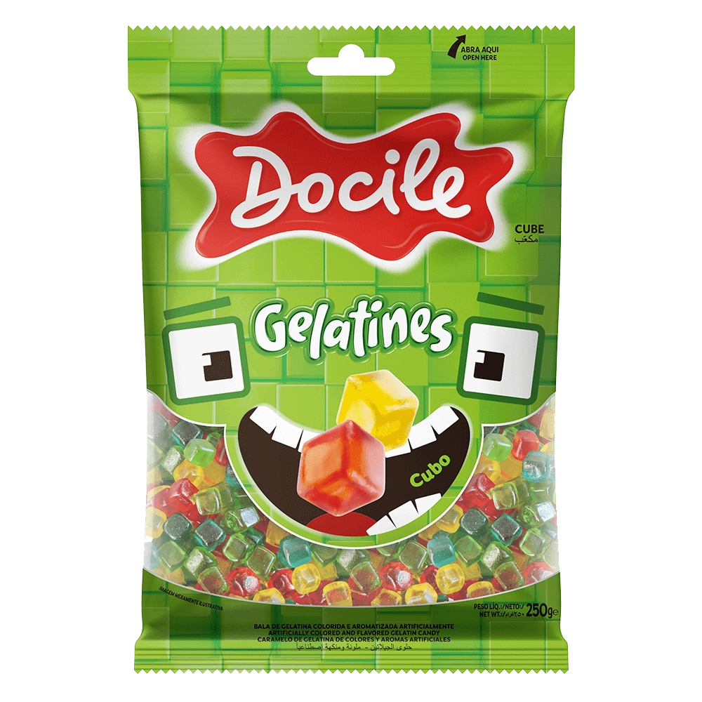 Bala Gelatina Cubo Sort 250g Ref 80007 Docile