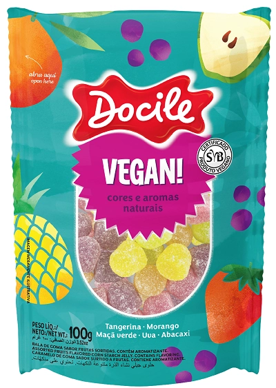 Bala Goma Docile Vegan Sinos Sortidos 100g