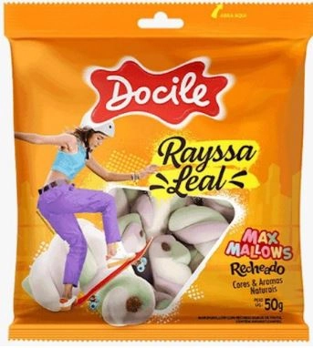 Marshmallow Baunilha Recheio Morango Rayssa Leal Docile Maxmallows Pacote 50g