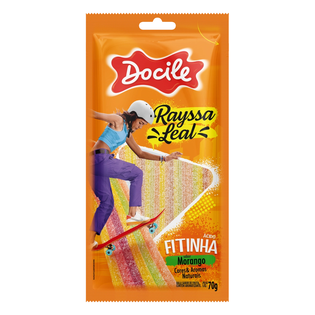 Bala Morango ácido Fitinha Rayssa Leal Docile Pacote 70g