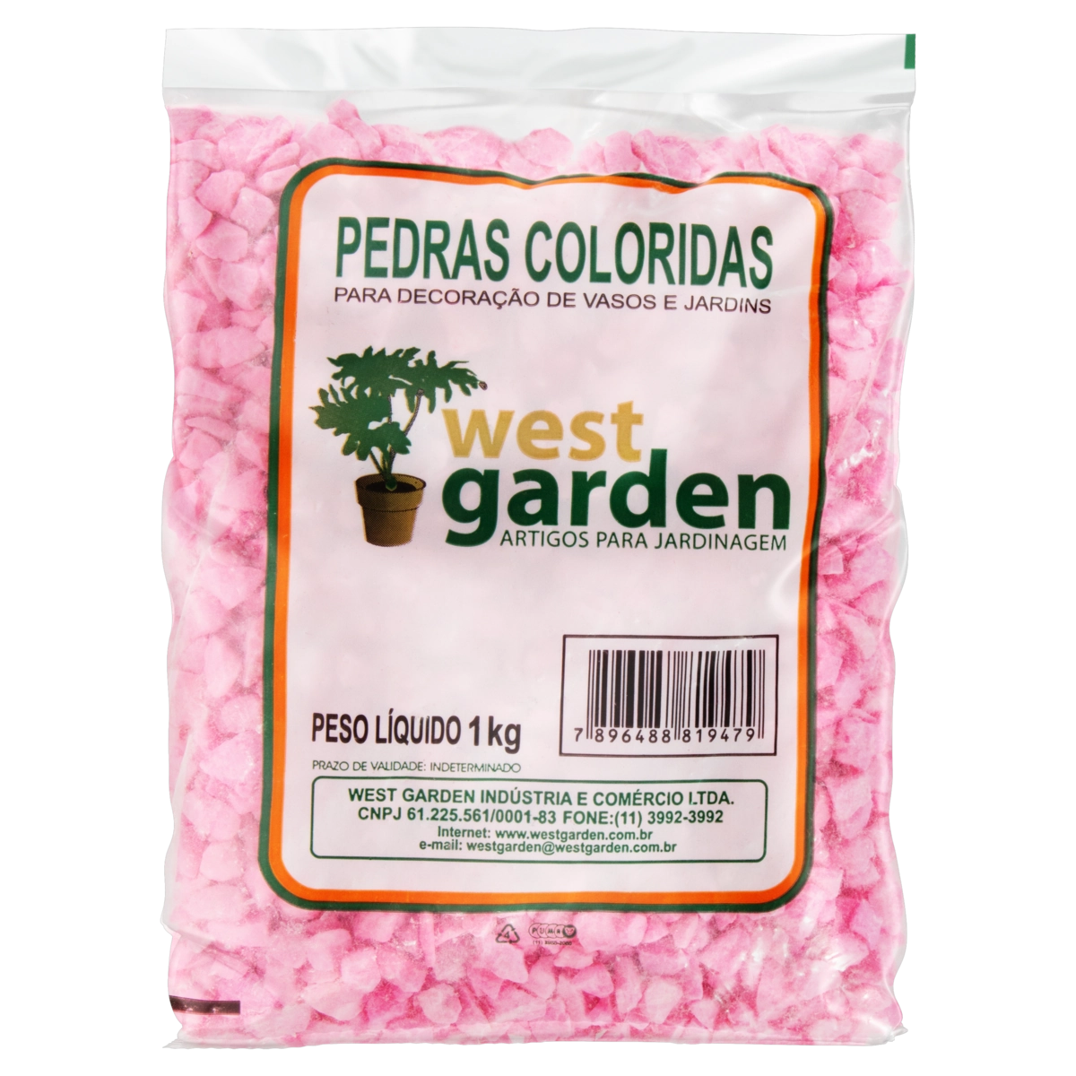 Pedra Colorida Rosa West Garden Pacote 1kg