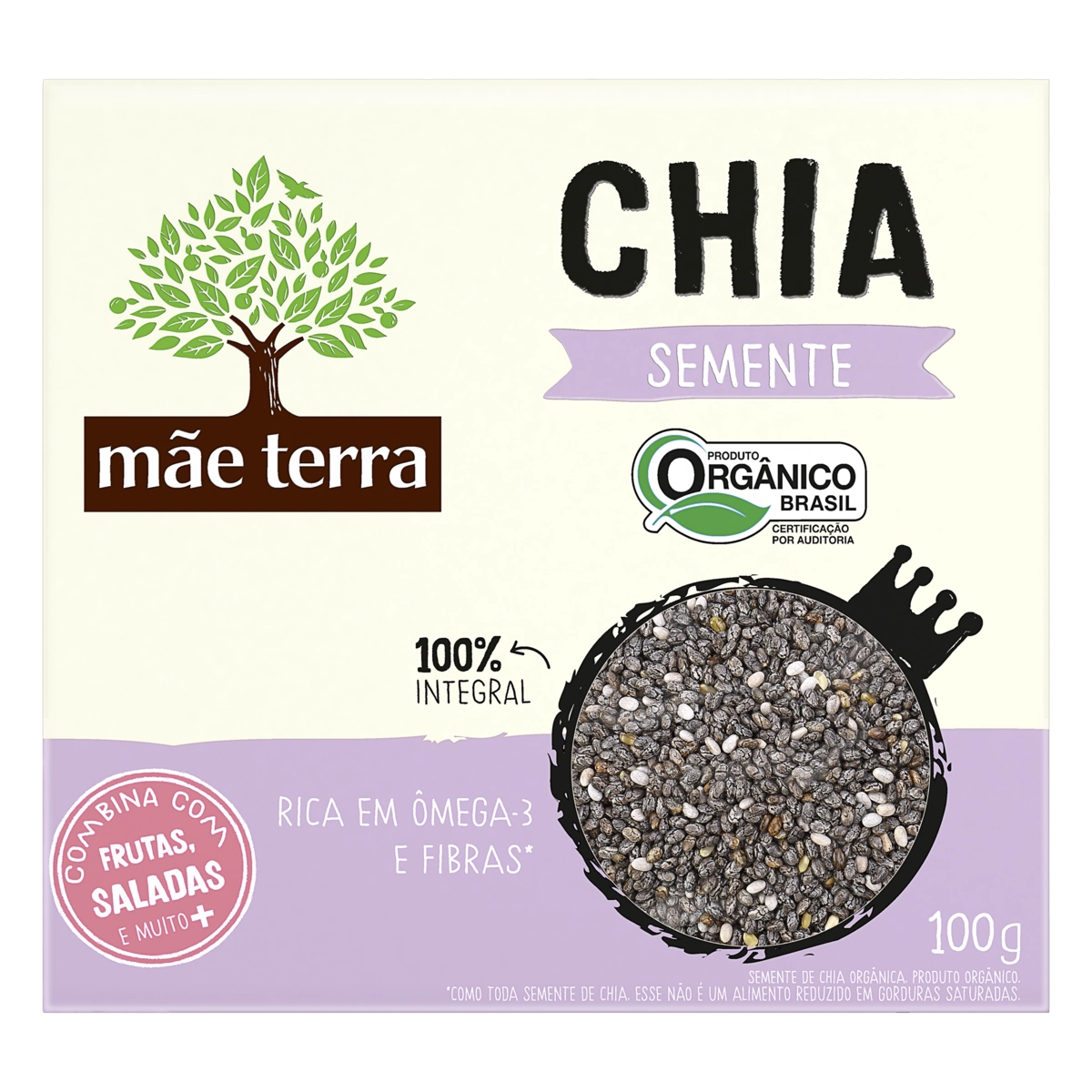Semente De Chia Integral Orgânica Mãe Terra Caixa 100g