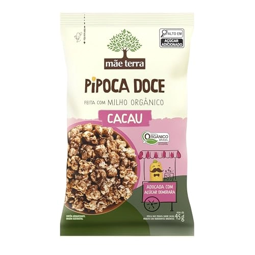 Pipoca Pronta Doce Orgânico Cacau Mãe Terra Pacote 45g
