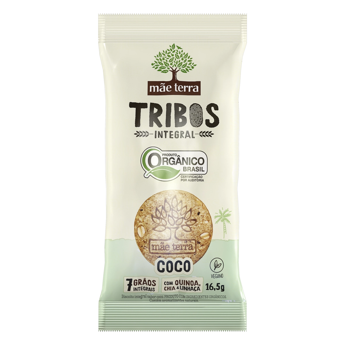 Biscoito Vegano Integral Orgânico Coco Mãe Terra Tribos Pacote 16,5g