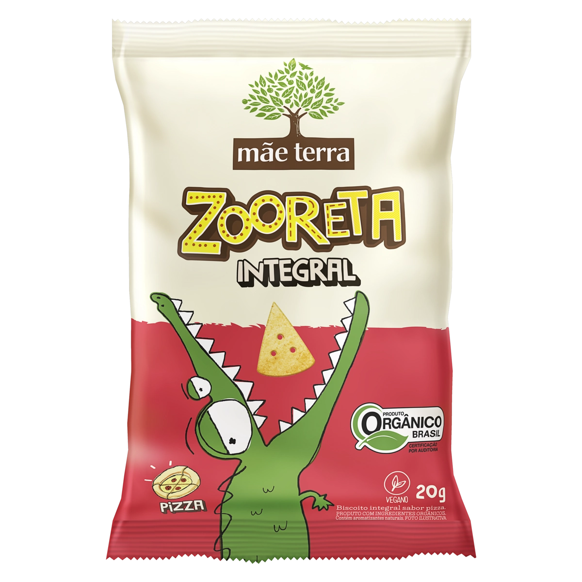 Biscoito Vegano Integral Orgânico Pizza Mãe Terra Zooreta Pacote 20g