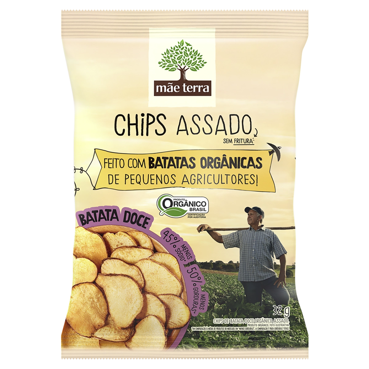 Chips De Batata Doce Orgânico Mãe Terra Pacote 32g