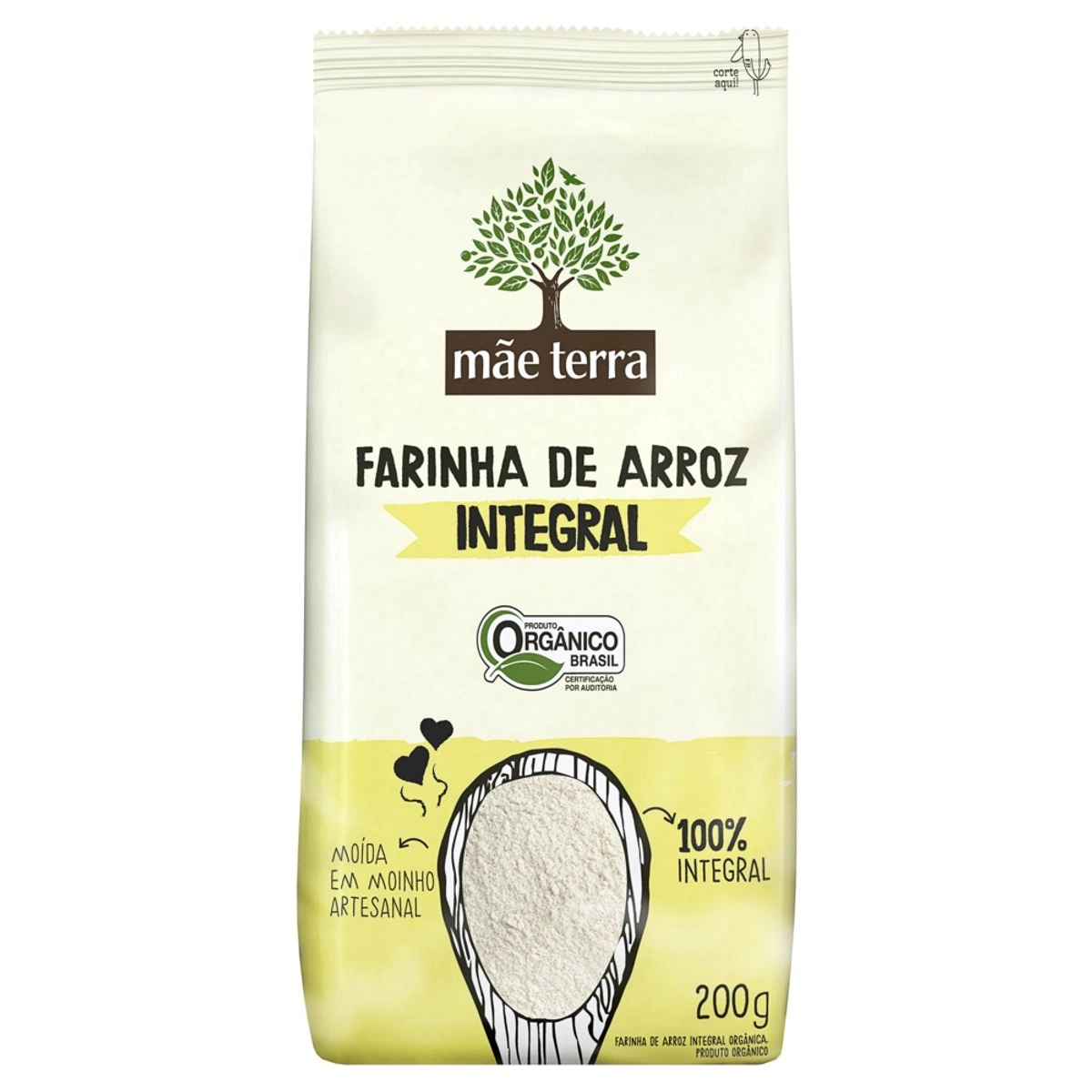 Farinha De Arroz Integral Orgânica Mãe Terra Pacote 200g