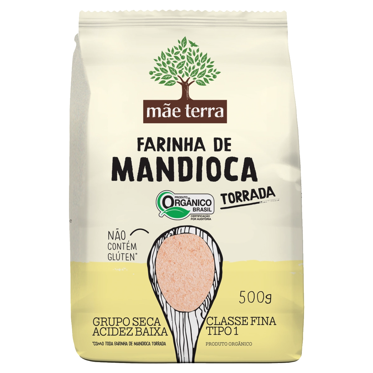 Farinha De Mandioca Tipo 1 Torrada Orgânica Mãe Terra Pacote 500g