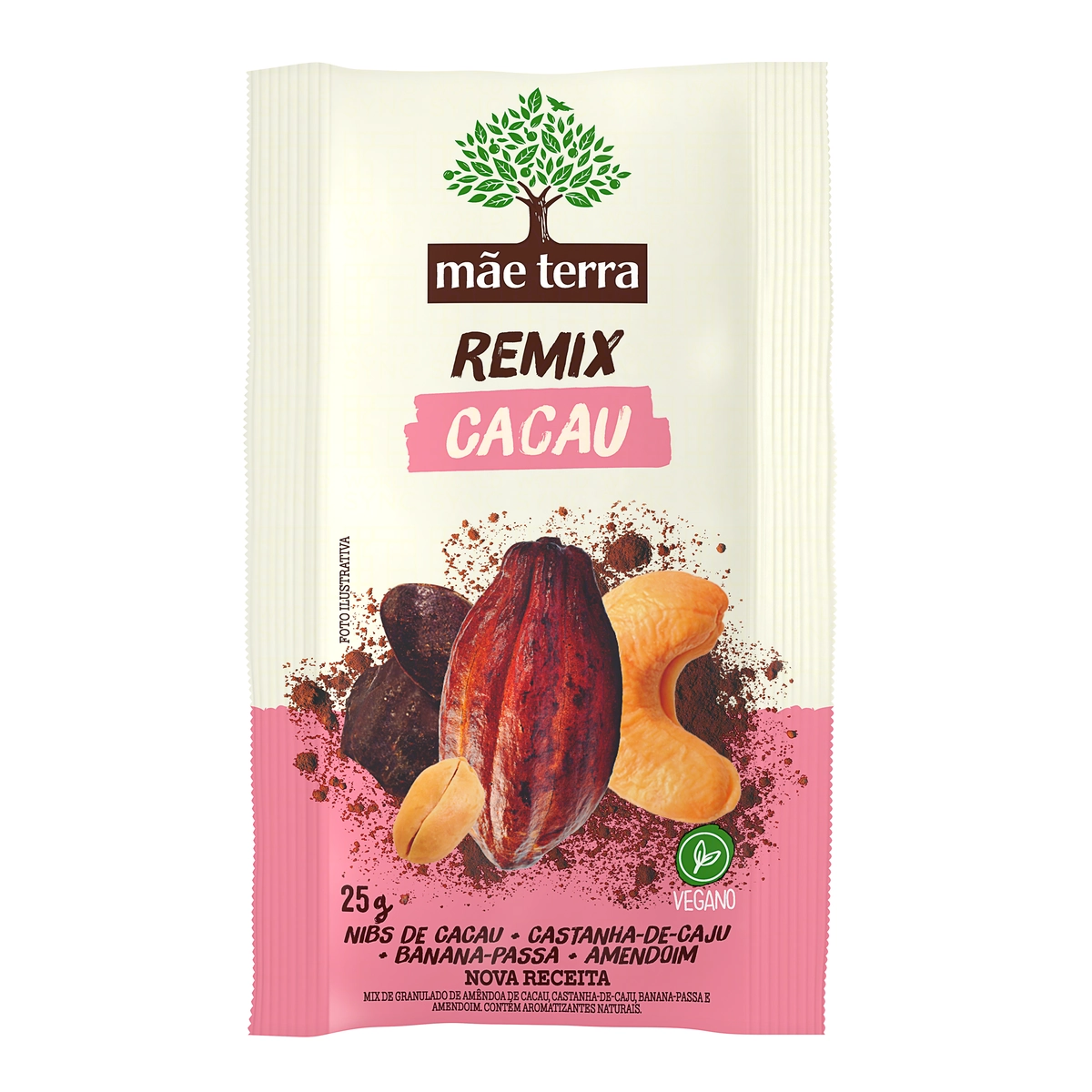 Mix De Frutas E Sementes Cacau Mãe Terra Remix Pacote 25g