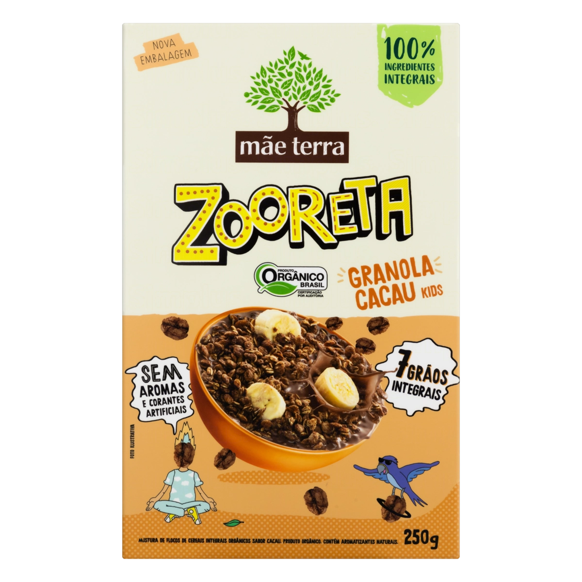 Granola Orgânica Cacau Mãe Terra Zooreta Kids Caixa 250g