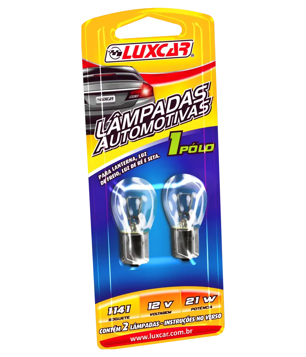 Lâmpada Automotiva 1 Pólo Luxcar Blister 2 Unidades 12v