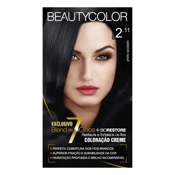 Kit Coloração Creme 2.11 Preto Azulado Beautycolor