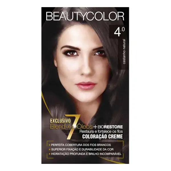 Kit Coloração Creme 4.0 Castanho Natural Beautycolor