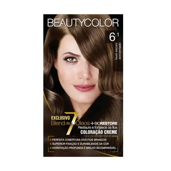 Kit Coloração Creme 6.1 Louro Escuro Acinzentado Beautycolor