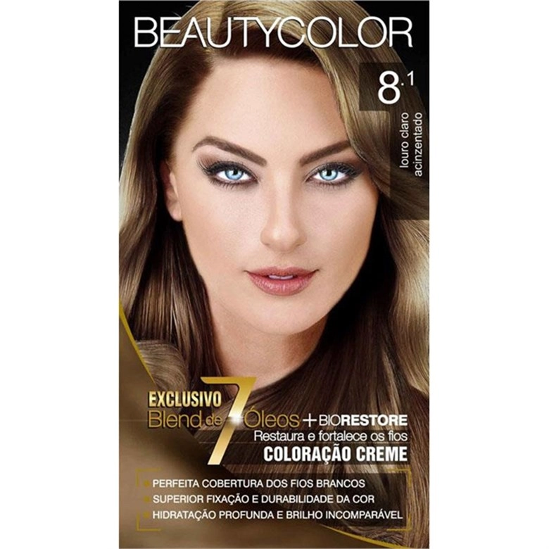 Kit Coloração Creme 8.1 Louro Claro Acinzentado Beautycolor
