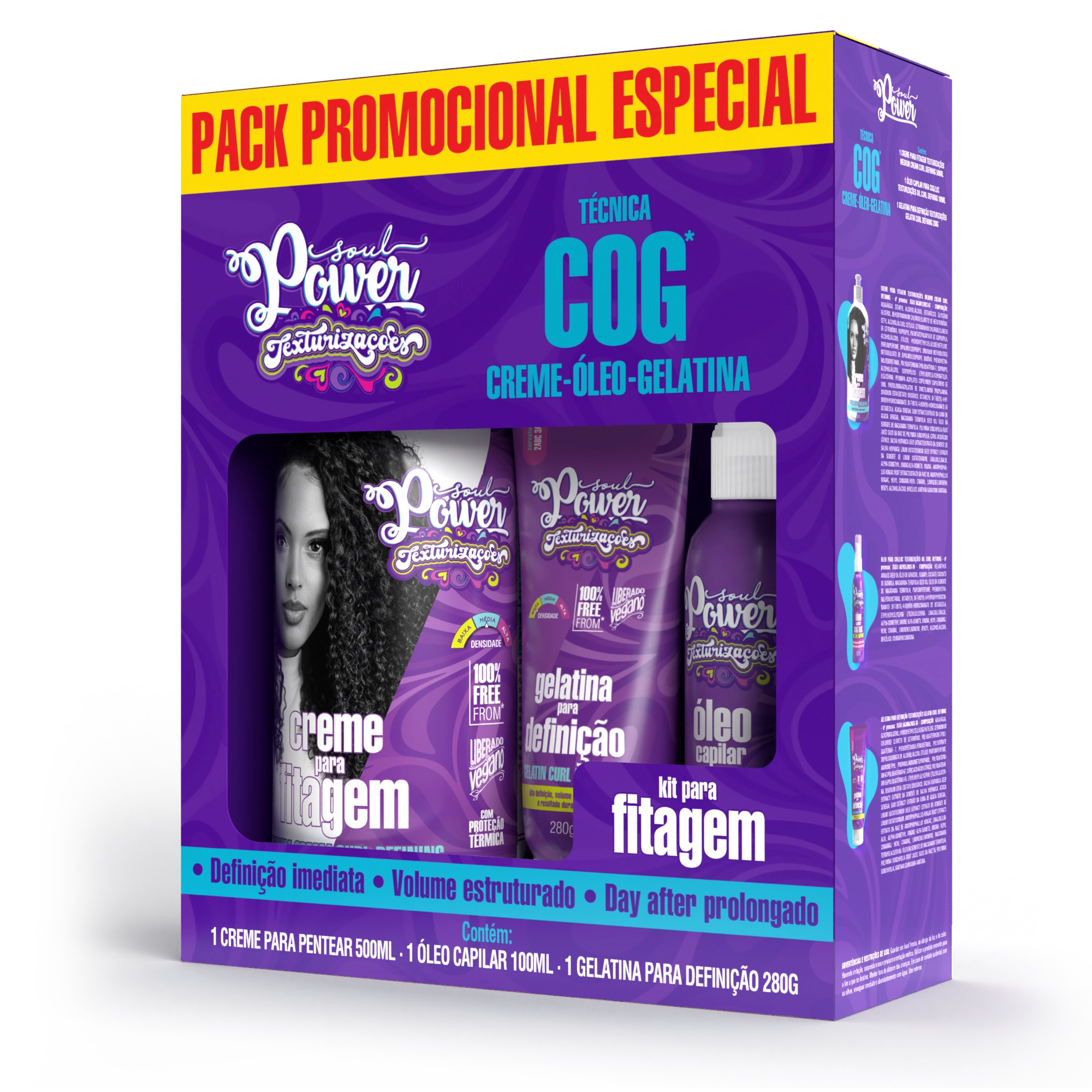 Kit Soul Power Cr Pent Oleo Gelat Fitagem Text Med Tec