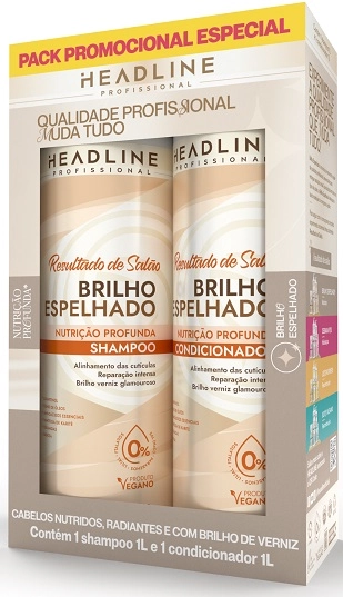 Kit Headline Sh Cond 1l Brilho Espelhado Resultado De Salao