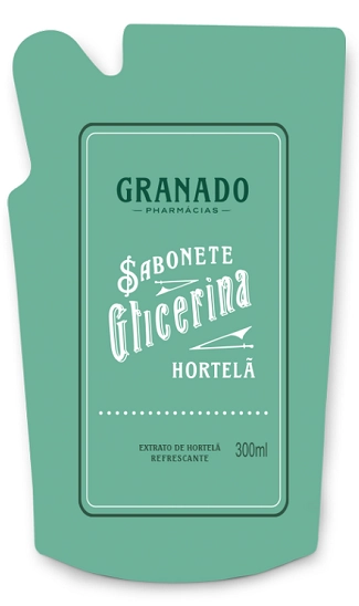 Sabonete Líquido Hortelã Granado Glicerina Sachê 300ml Refil