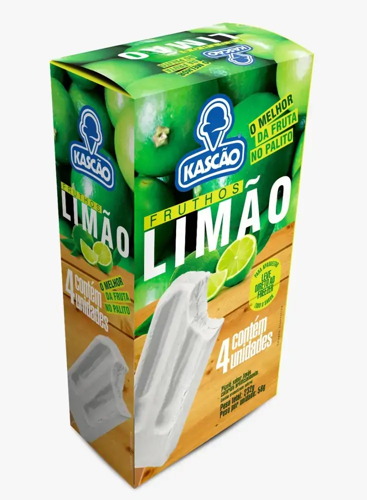 Pack Picolé Limão Kascão Fruthos Caixa 232g 4 Unidades
