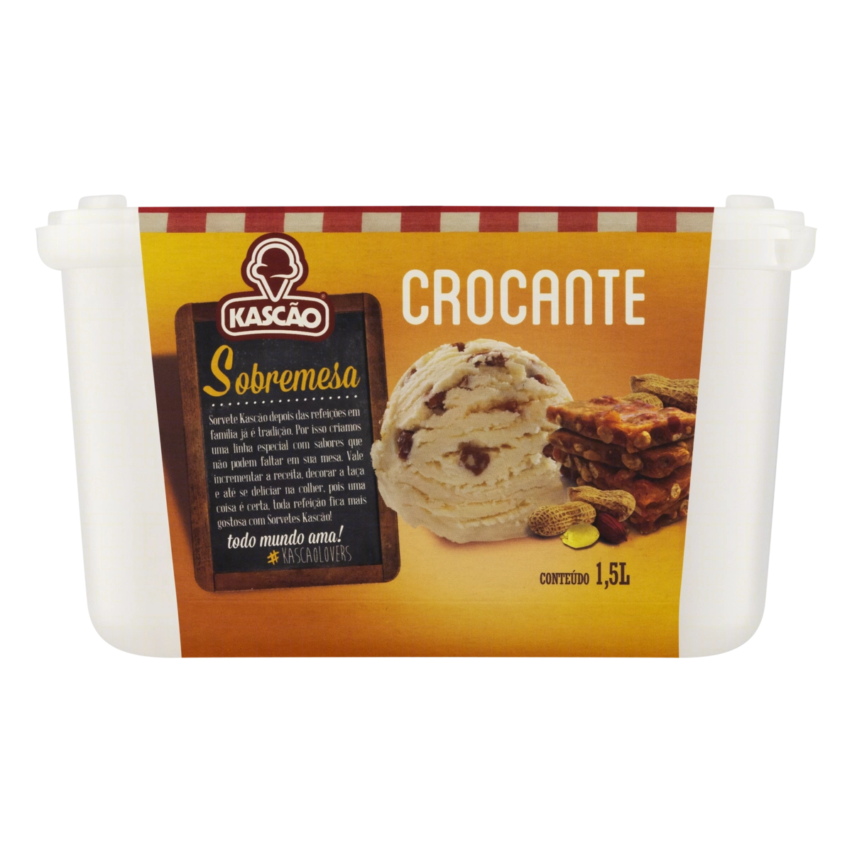 Sorvete Crocante Kascão Sobremesa Pote 1,5l