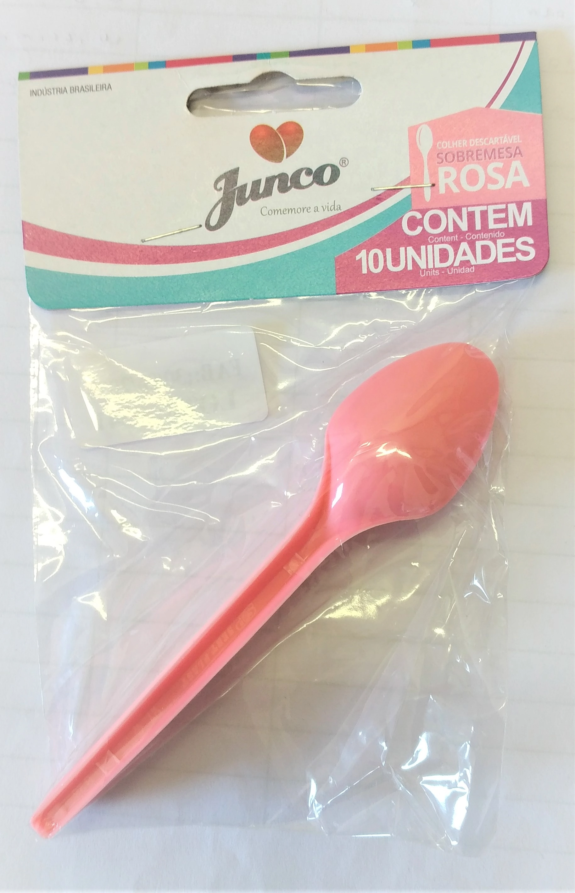 Colher Plast Junco C/10 Rosa