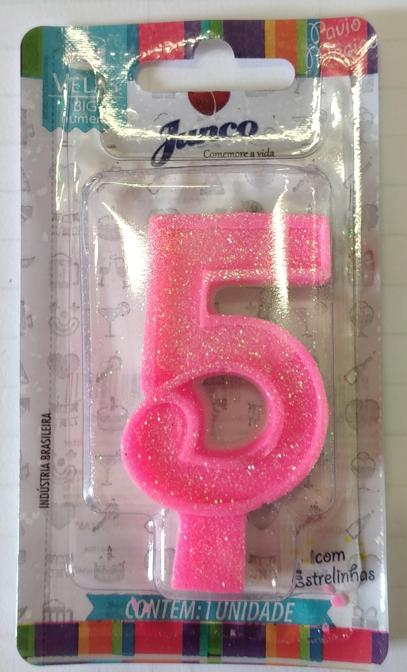 Vela Aniver Junco Big N5 Rosa