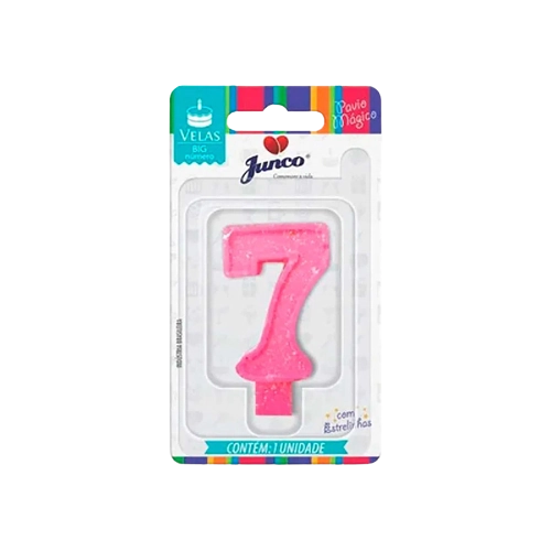Vela Aniver Junco Big N7 Rosa