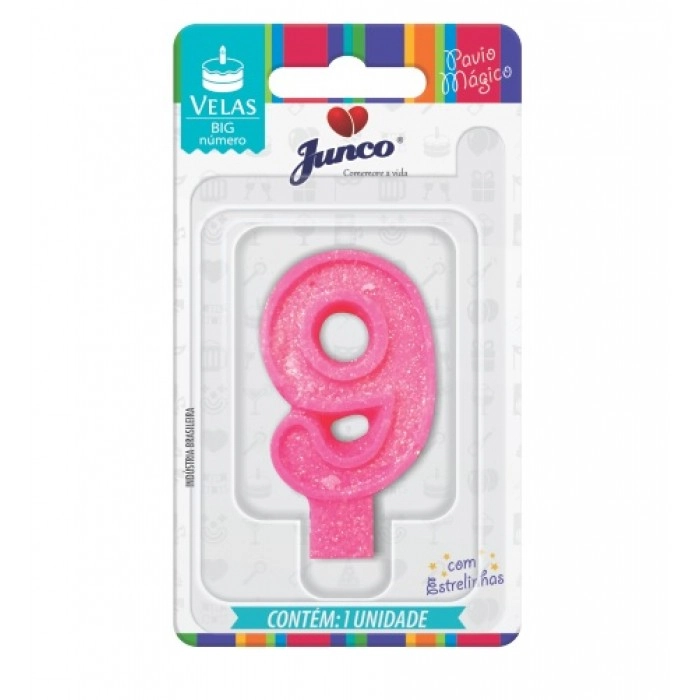 Vela Aniver Junco Big N9 Rosa