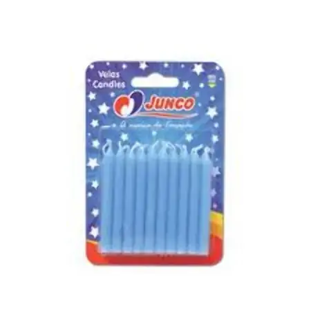 Vela Aniver Junidadeco Palito Espiral Azul C/20 Unidade