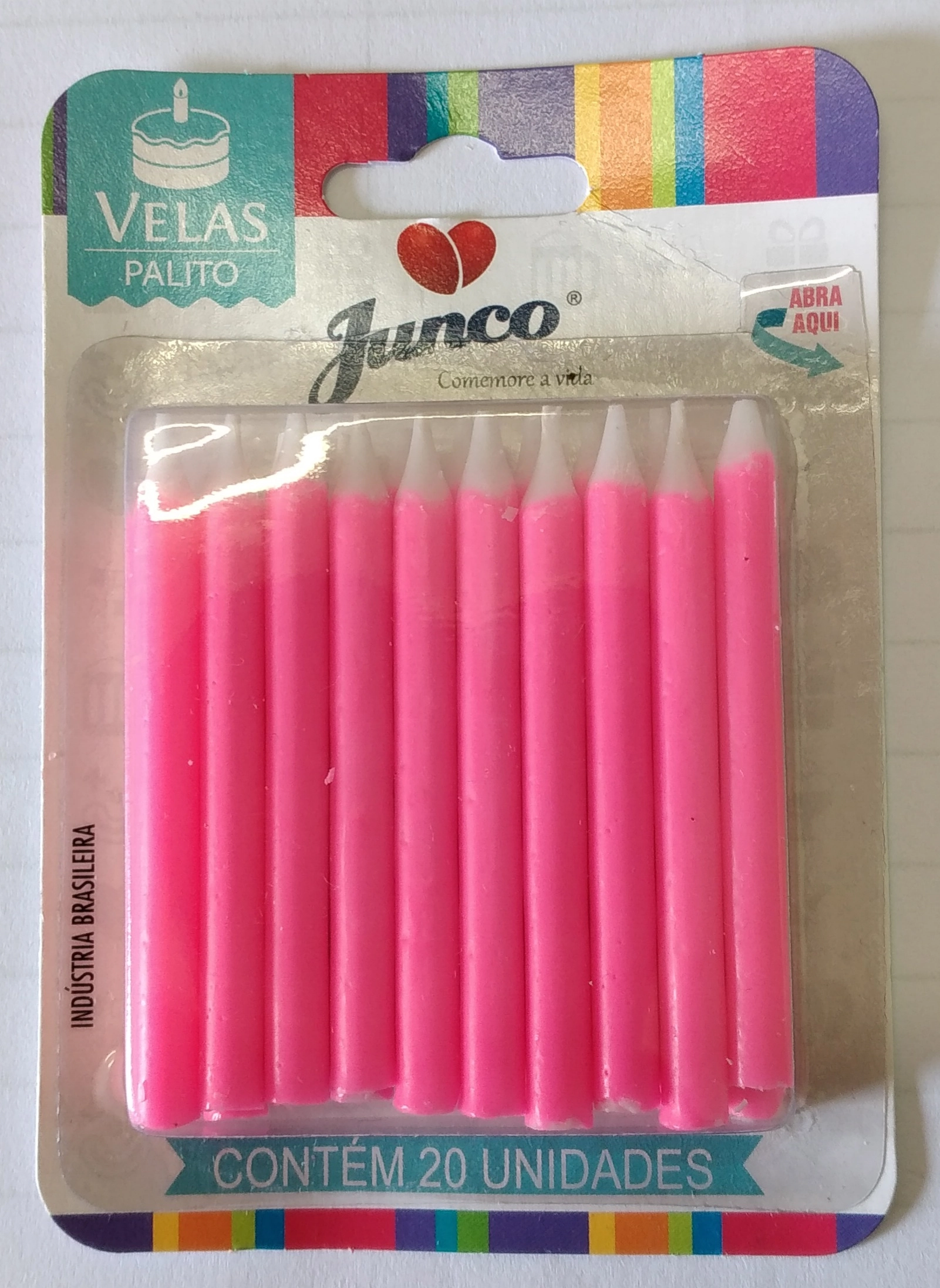 Vela Aniver Junidadeco Palito Espiral Rosa C/20 Unidade