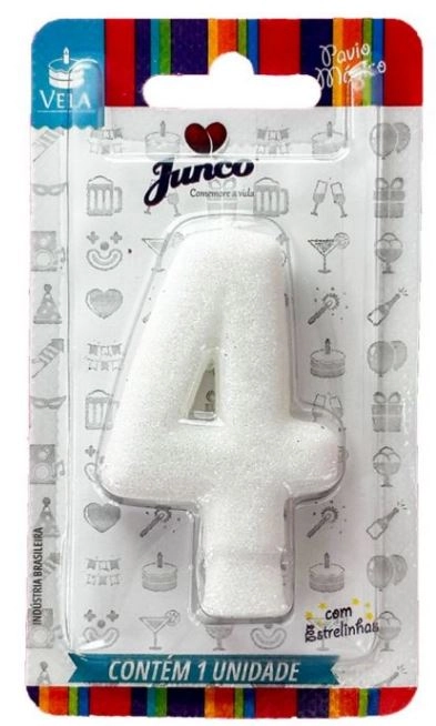 Vela Aniversario Junco Live Colors C/glitter Brc N.4 Un