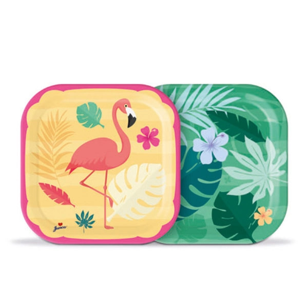 Prato Desc Papel Flamingo 18cm 8un 31021 Junco