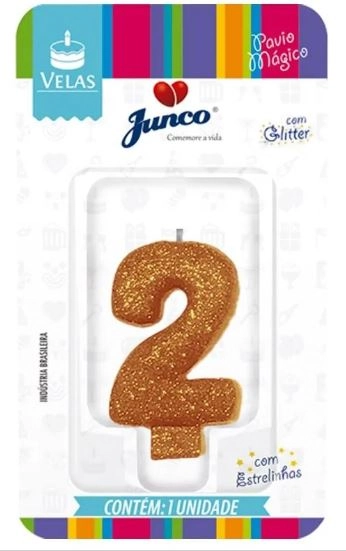 Vela Aniv Junco L Colors C Glitter Ouro N2