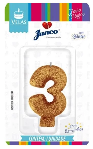 Vela Aniv Junco L Colors C Glitter Ouro N3