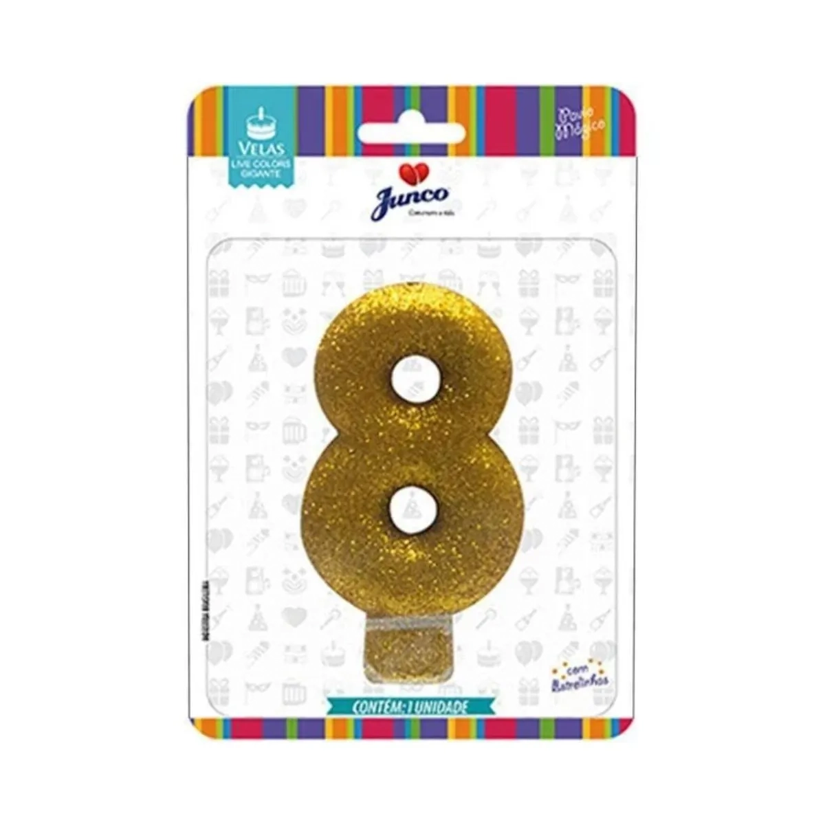 Vela Aniv Junco L Colors C Glitter Ouro N8