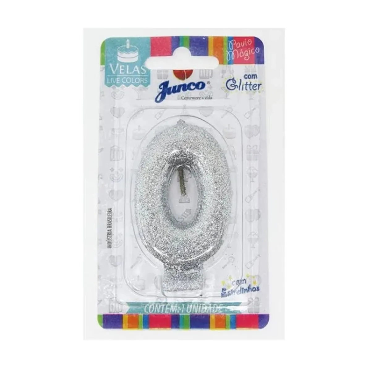 Vela Aniv Junco Live Colors C/glitt N 0 Prata