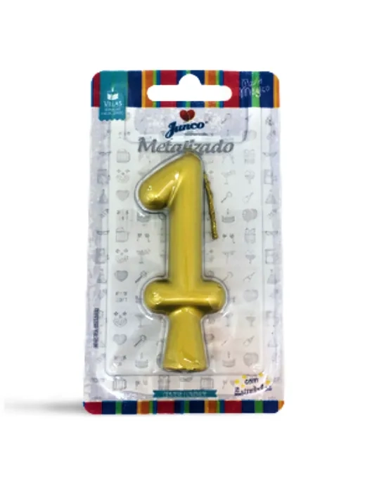 Vela Aniversario Metalizada N.1 Ouro