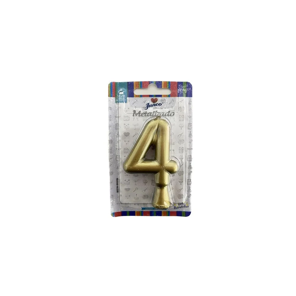 Vela Aniv. Metalizada Junco C/01und Ouro